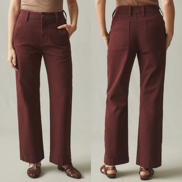 American Giant Pants - AMERICAN GIANT Womens Wide Leg Pants Size 12 Burgundy Rum Raisin Boho Retro 70s